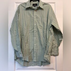 Hickey - Freeman Green Striped LS Dress Shirt
